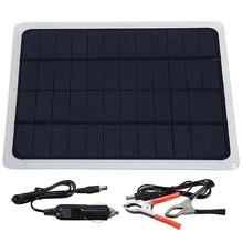  12V 20W Portable Solar Panel Waterproof Trickle Battery Charger Power Supply with Alligator Clip+Lighter for Car Boat Yacht 