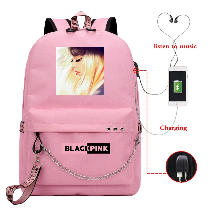 Usb Charging Girls Backpacks Bag Blackpink Backpack Girls School Backpacks Women New Pattern Laptop Bags Students Book Rucksack - Цвет: Girls Backpacks 10
