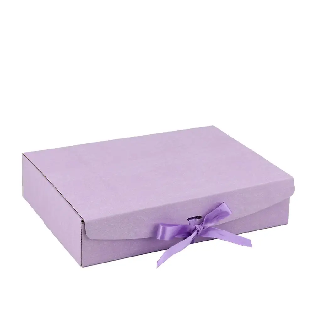 Purple Гофрированные картонные упаковочные коробки с логотипом на заказ складные аксессуары для одежды шарф парики упаковка подарочная коробка с лентой - Цвет: Purple
