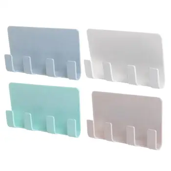 

4pcs Wall Traceless Hooks Wall Sticky Hook Multifunctional Hooks for Home Bathroom Living Room (White + Green + Blue + Khaki)