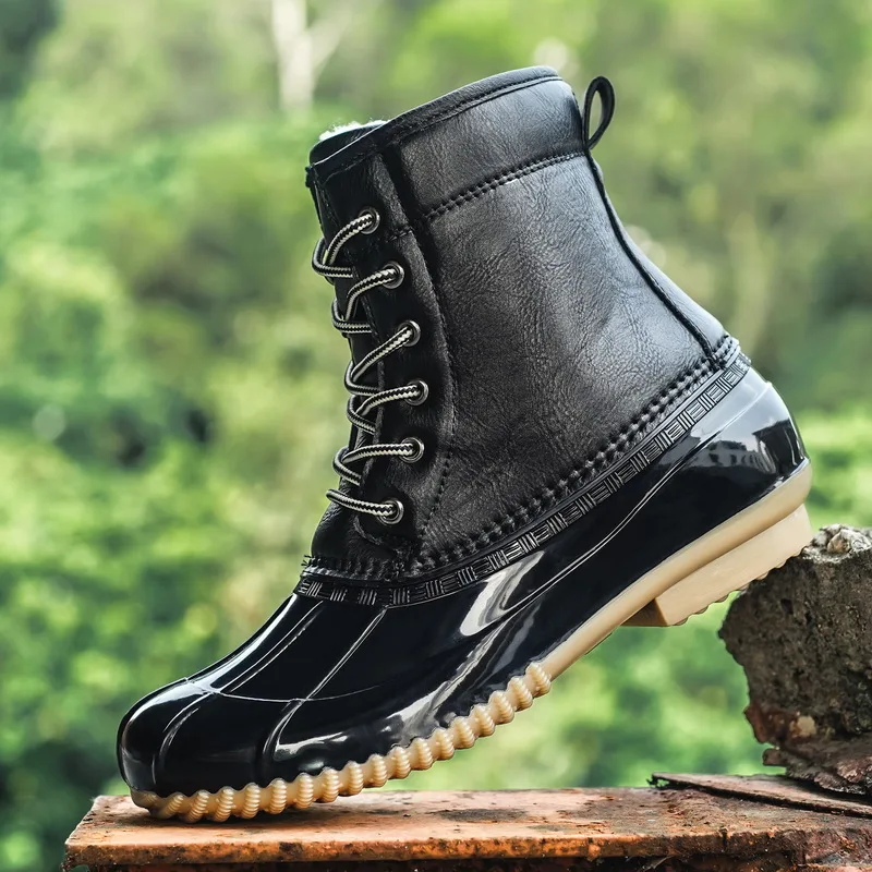 

Martin boots female waterproof non-slip winter tie comfortable plus velvet warm hunting duck shoes cotton shoes women snow boots