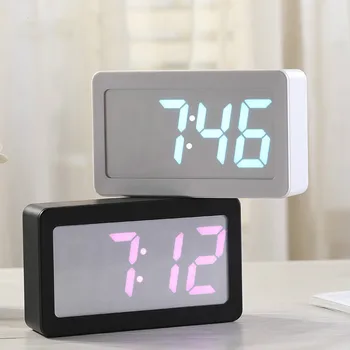 

LED Alarm Clock temperature display Watch Electronic Table Desk 12/24 hour switch night light Clocks Colorful Changing Calendar