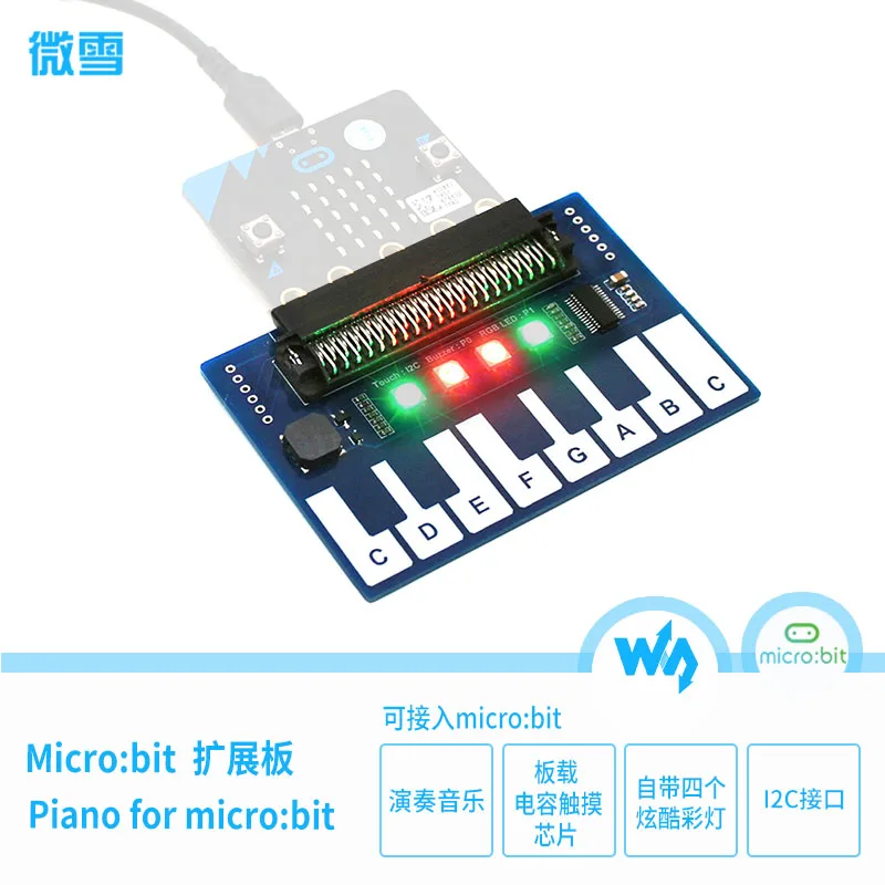 

Micro: Bit Mini Piano Expansion Board Module Cool Lantern/Buzzer/Capacitive Touch 2C