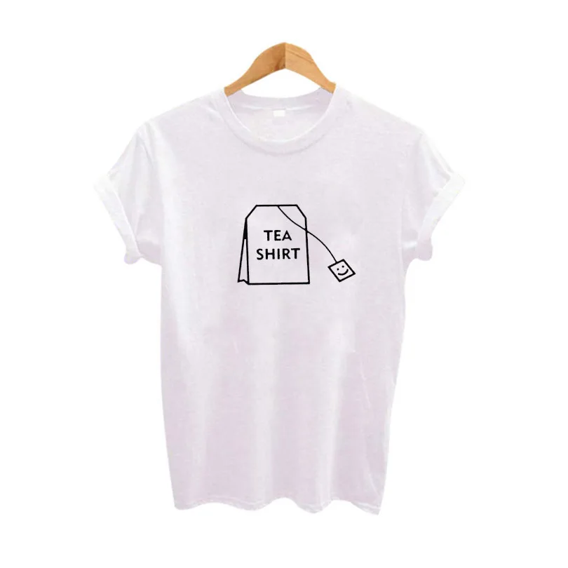 Женская футболка Харадзюку с круглым вырезом и принтом «Humor tea», футболка с коротким рукавом для женщин, летняя одежда, Забавные футболки - Цвет: Style5 White