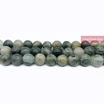 

4 6 8 10 12MM Natural Stone Green Hair Loose Beads 15" Strand Diy Bracelet Charm Beads for Jewelry Making Wholesale
