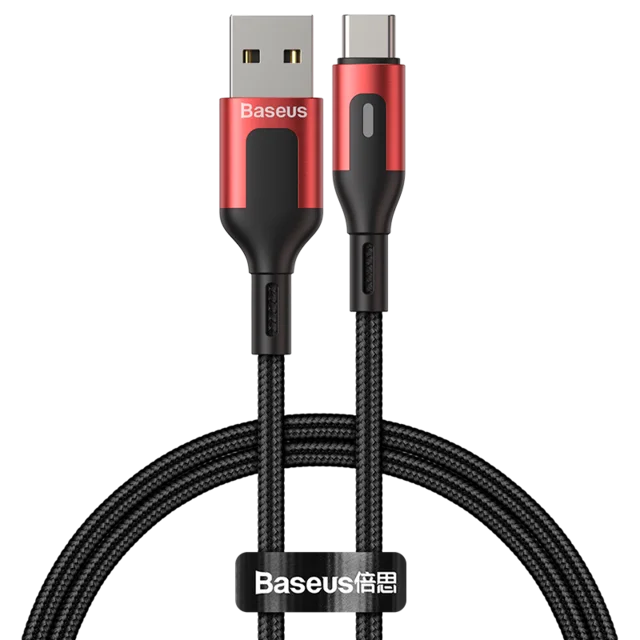 Светодиодный кабель Baseus usb type C Quick Charge 3,0 type C для huawei samsung S9 S8 мобильный телефон провод для быстрого заряда USB C кабель - Цвет: Red