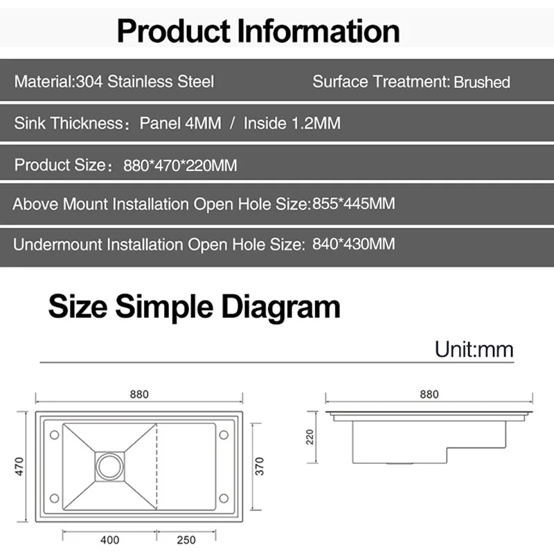 Three Cover Hidden Step Kitchen Sink 304 Stainless Steel 4mm Thickness Handmade Brushed Cloaking Innovative Kitchen Sinks 6