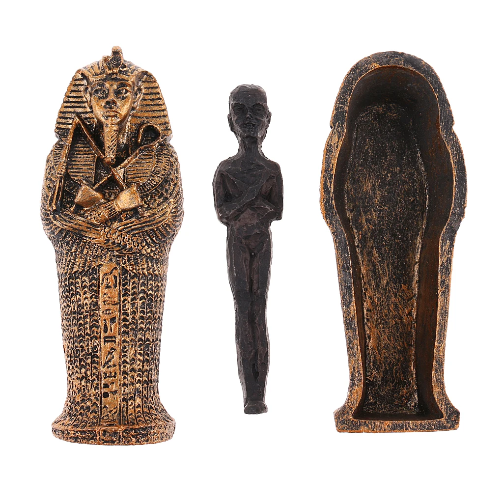 Ancient Egyptian Black Mummy Figurine W/ Coffin Resin Home Decor Egyptian Egypt Figurine Statue Miniature Craft Collectibles