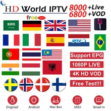 HD мировое IPTV 8000+ Live 6800 VOD 4K HD канал лучший для Европы арабский Азиатский Африка латино Америка Android M3U IPTV подписка