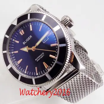 

Bliger 46mm Black dial Luminous Rotating bezel automatic mechanical men's Watch