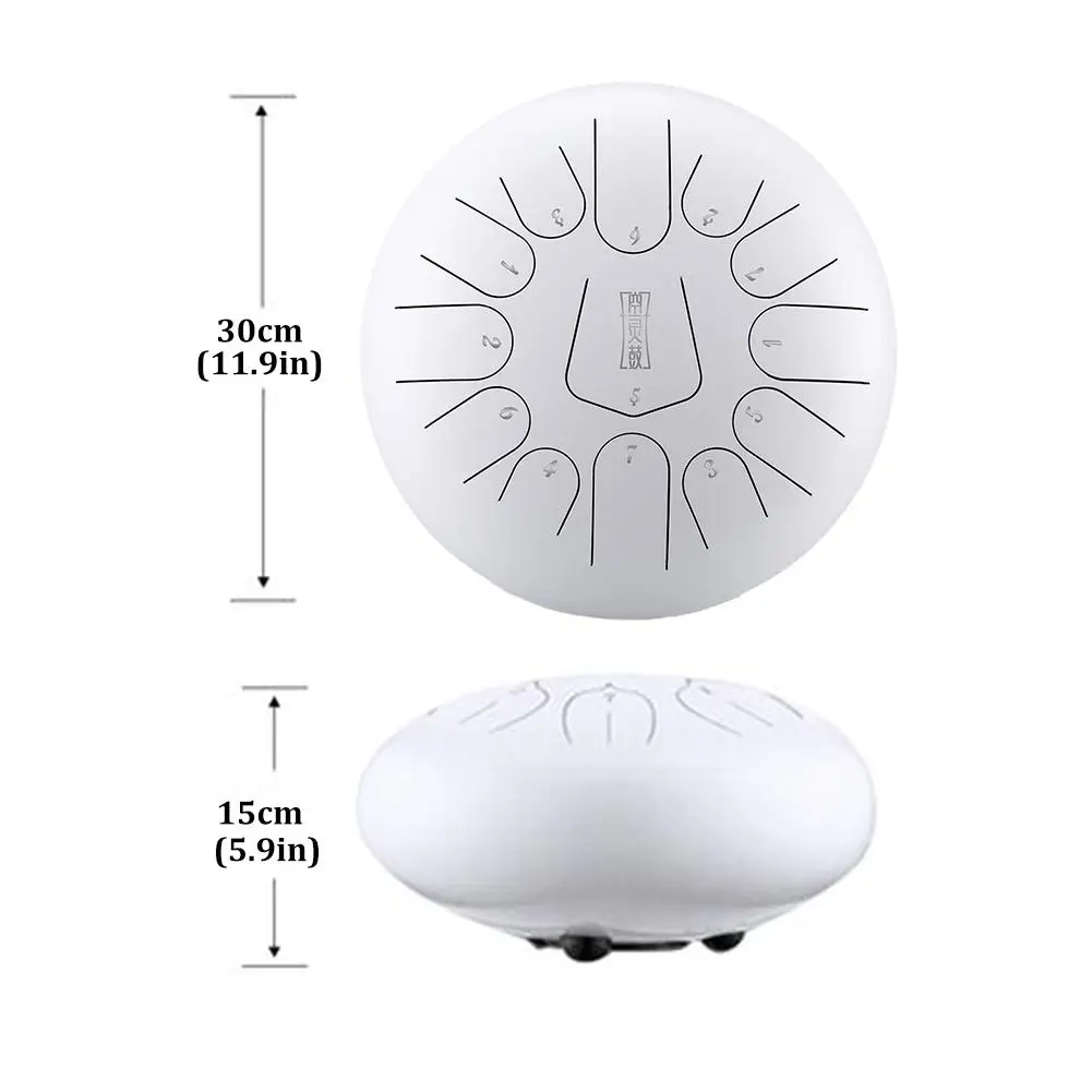 12 Inch Mini Drum 13 Tone Steel Tongue Drum Handpan Instrument With Padded Bag And A Pair Of Mallets Musical Instruments