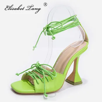 

ElisabetTang Sexy Neon Green Woman Shoes Sandalen Pumps 2020 Summer Fashion Women's Sandals Size 36-42 Ladies Sandalias Mujer