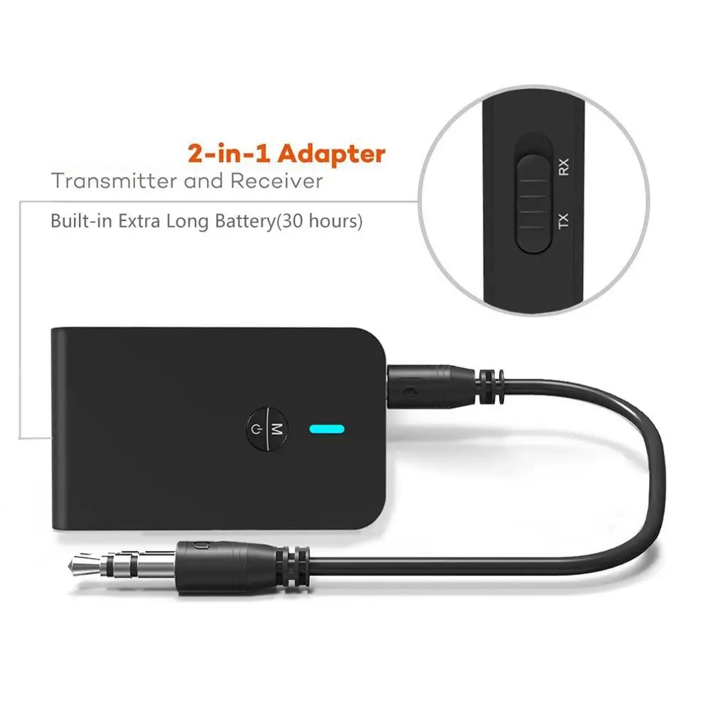 2 in 1 Bluetooth 5 0 Transmitter Receiver TV PC Car Speaker 3 5mm AUX Hifi Music Audio Adapter Headphones Car Home Stereo Device