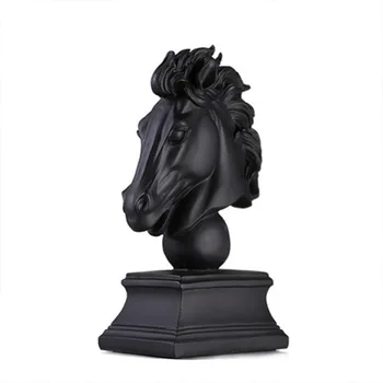 

SIMPLE BLACK HORSE HEAD RESIN ORNAMENT CREATIVE LIVING ROOM ANIMAL HOME DECORATION CRAFTS GIFTS