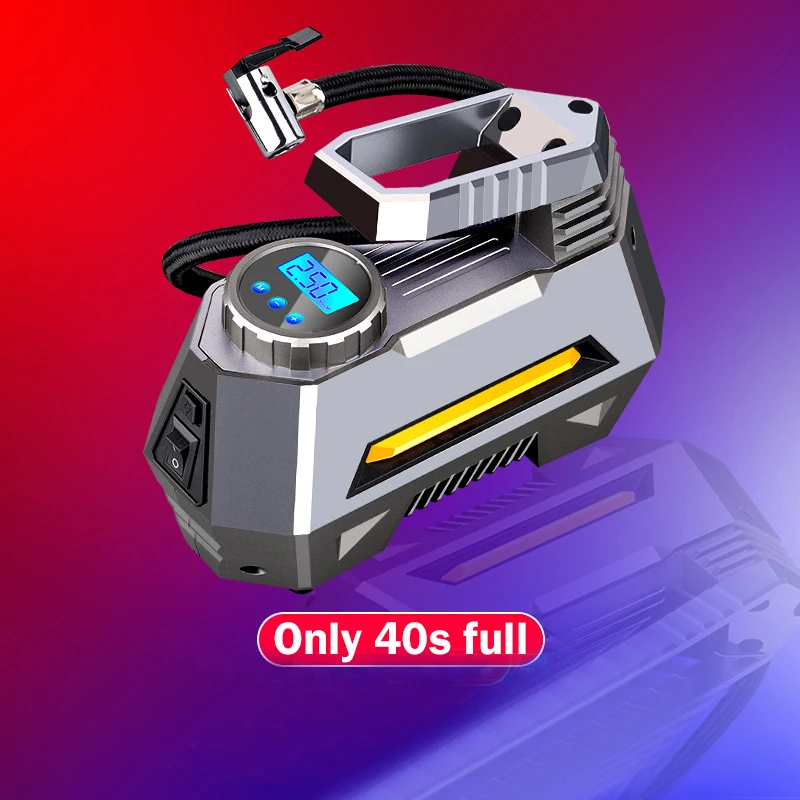 Portátil do Pneu do Compressor de Ar-bomba de Pneu do Carro com Calibre de Pressão Lanterna de Emergência Inflator Calibre Pressão Digital 150 Psi 12v dc Brilhante com de Mod. 187399 2 Bomba inflável