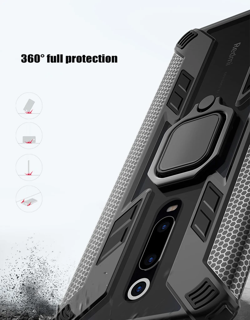 Ikrsses для Xiao mi Red mi K20 Pro автомобильный чехол с магнитным кольцом для Xiao mi Red mi Note 7 8 mi 9T Pro 360 чехол все включено