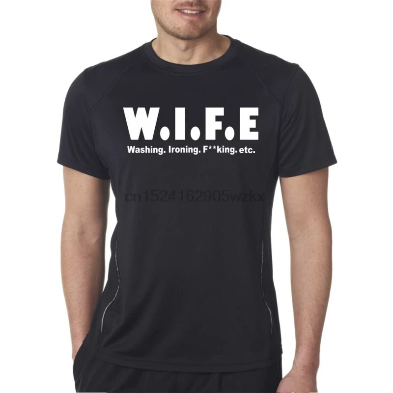 W. I. F. e Мужская футболка взрослых наступление Юмор WIFEY муж NEWLYWED футболки для