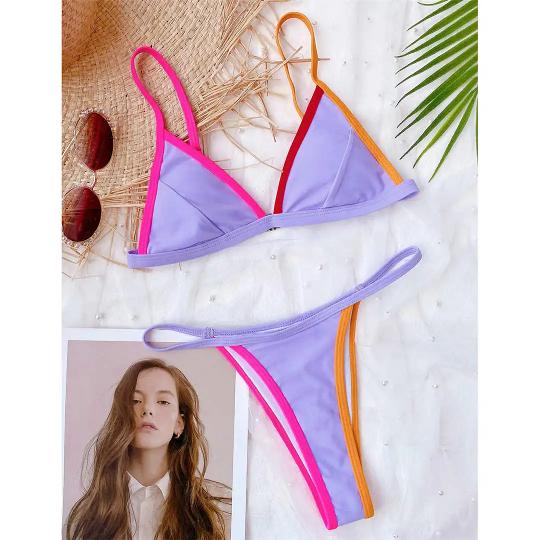 2020 Neon Green Bikini Women Swimwear Female Swimsuit Two-pieces Bikini set High Leg Cut Thong Bather Bathing Suit Swim V2445