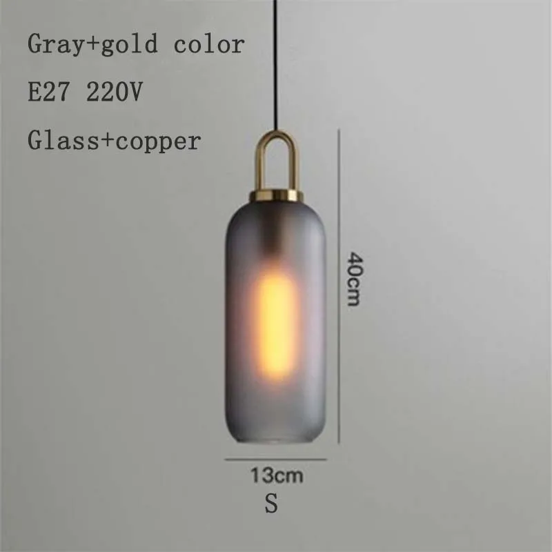 Cylindrical gray S Простой подвесной светильник в скандинавском стиле, современный стеклянный подвесной светильник, светодиодный подвесной светильник E27 для ресторана, гостиной, прикроватной тумбы - Цвет корпуса: Cylindrical gray S