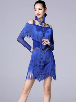 

Brand Hot New Ladies Latin Dance Dress Sexy Fringe Women Dance Costumes New Fashion Sleeveless Sequin Dress Performance Clothing