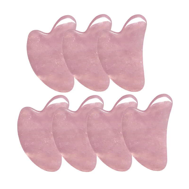 

7pcs/ Gouache Scraper Rose Quartz Jade Guasha Stone Board Jade Massagers For Face Gua Sha Scraper Body Acupuncture Face Lifting