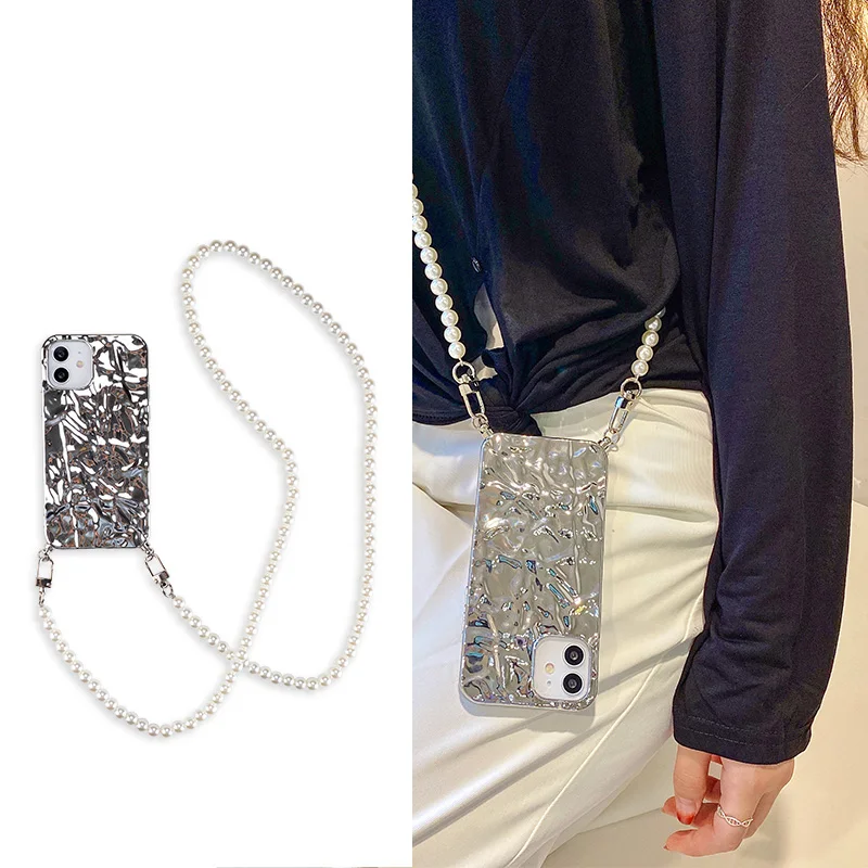 Silicone Crossbody Lanyard Silicone Pearl Chain Silicone Cover