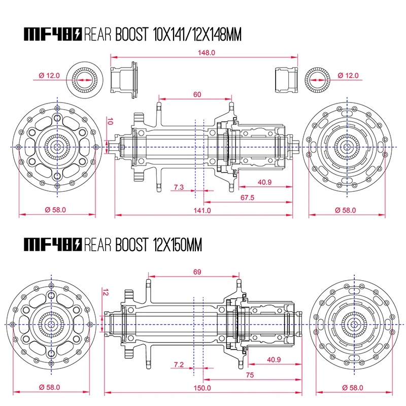 KOOZER MF480 Передняя и задняя ступица комплект 2/4 подшипника 24T трещотка 32 отверстия