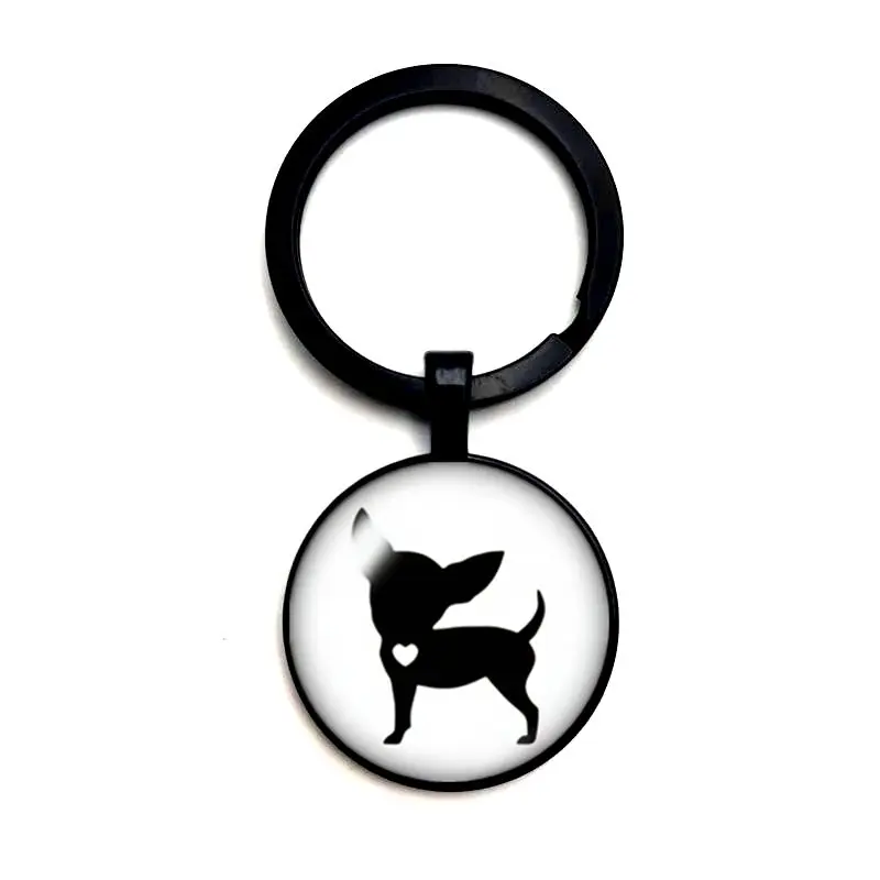 

2020 New 3 Color Keychain Glass Cabochon Yin and Yang Cat and Dog Pendant Car Key Ring Gift Jewelry Wholesale