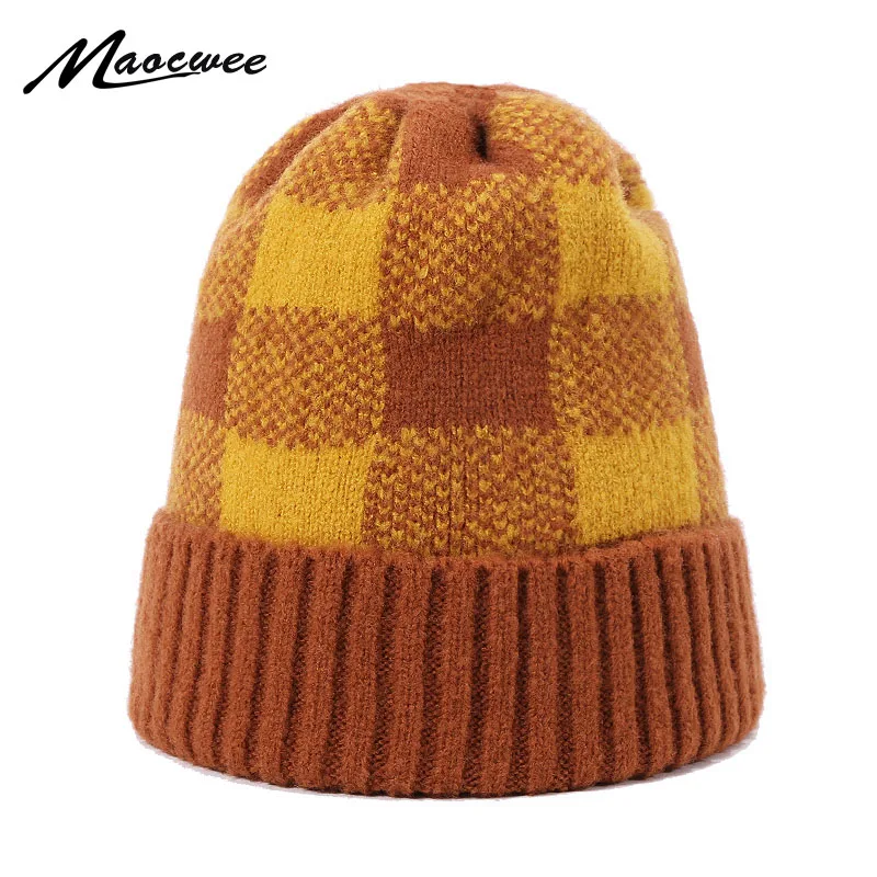 

Classic Plaid Beanie Hats Women Men Winter Warm Knitted Cap New Unisex Baggy Ski Hat Outdoor Thick Skullies Beanies Gorros Cap