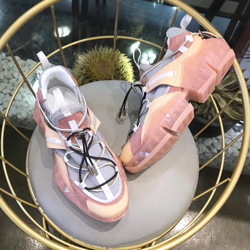 Роскошная обувь на плоской платформе; женские разноцветные кроссовки; женская обувь из ПВХ; удобная женская обувь из сетчатого материала; Повседневная обувь; Zapatos De Mujer