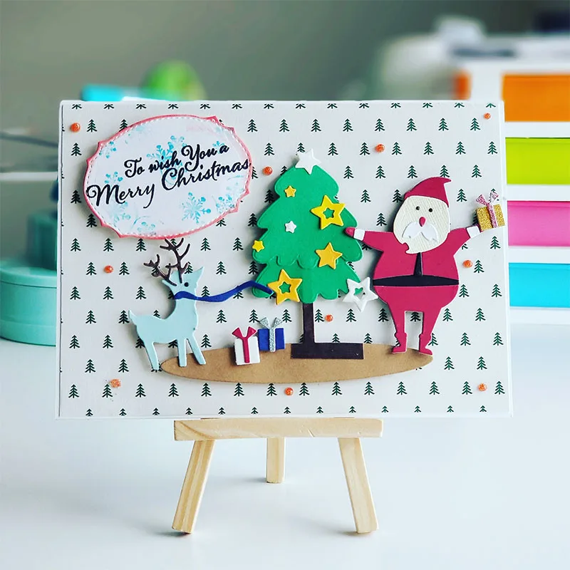 

Santa Claus Elk Tree Christmas Metal Cutting Dies for DIY Scrapbooking Album Embossing Paper Cards Making Crafts Supplies 2019