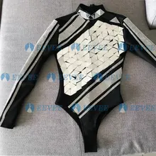 Блестящие стразы, боди, костюм ГОГО, для бара, ночного клуба, зеркала, трико, комбинезон, одежда для джазовых танцев, для клуба, DJ, певица, наряд для сцены