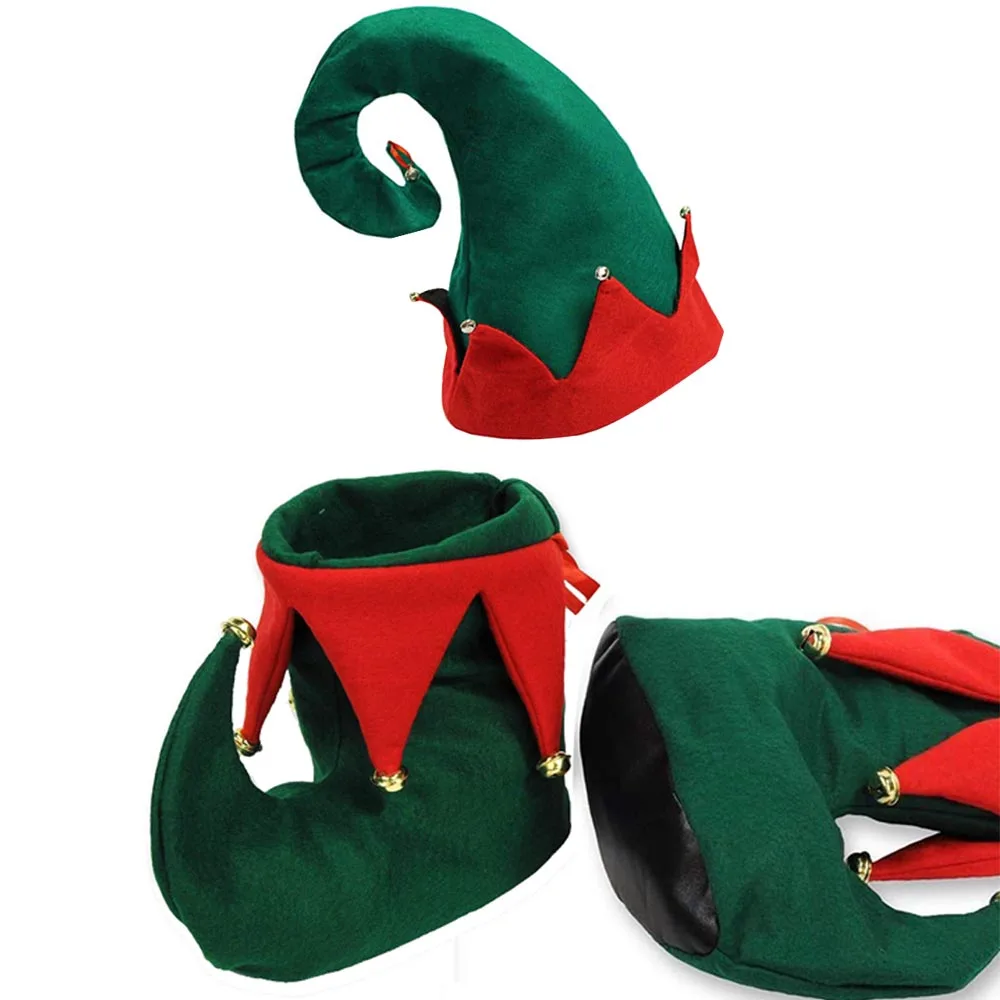 Christmas Elf Boot New Year Deer Grinch Party Red Green Kids Girls Pixie Hat Fancy Dress stage property | Дом и сад