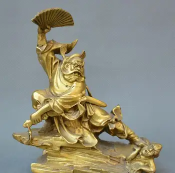 

China fengshui bronze Gilt carve Grasping ghosts great master Zhong Kui statue