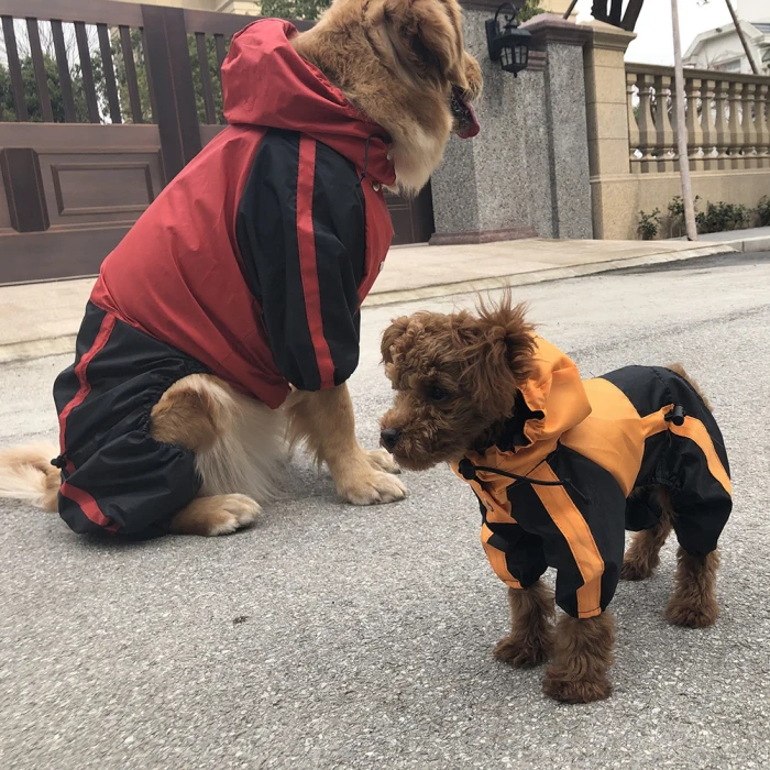 Pet Одежда с принтом в виде собак для снега и дождя; зимние пальто Водонепроницаемый плащи 4 ноги плащ для маленьких, средних и больших собак MDJ998