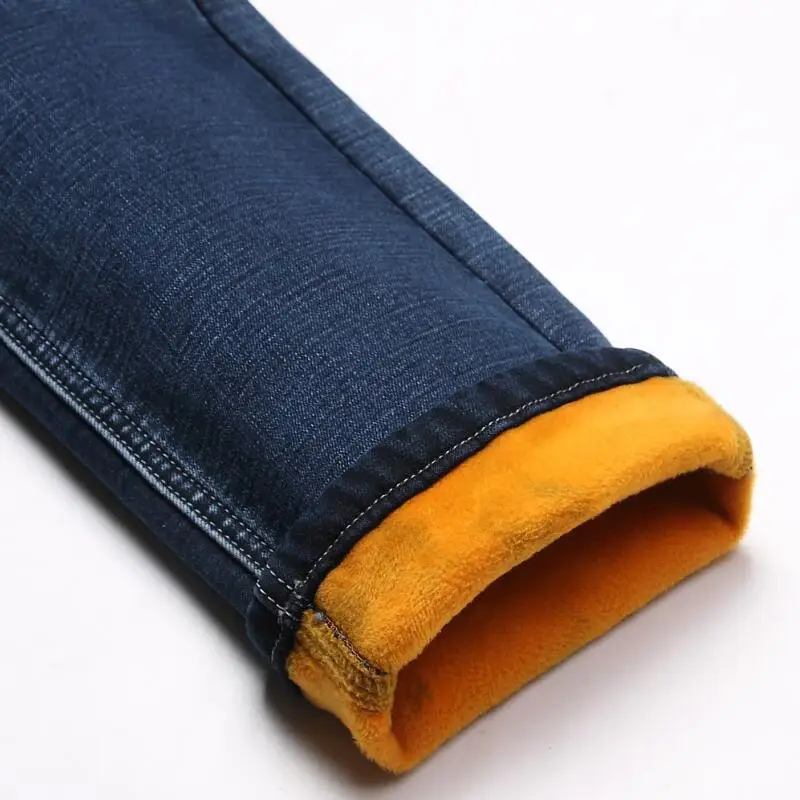 Зимние теплые джинсы мужские модные джинсовые узкие брюки корейский стиль Высокое качество Толстые флисовые джинсы мужские рваные эластичные узкие брюки