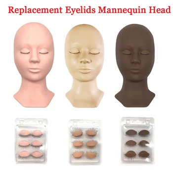 

GTGDHNY Replacement Eyelids Mannequin Head Silicone Practice False Eyelash Extensions Makeup Model Massage Training Heads