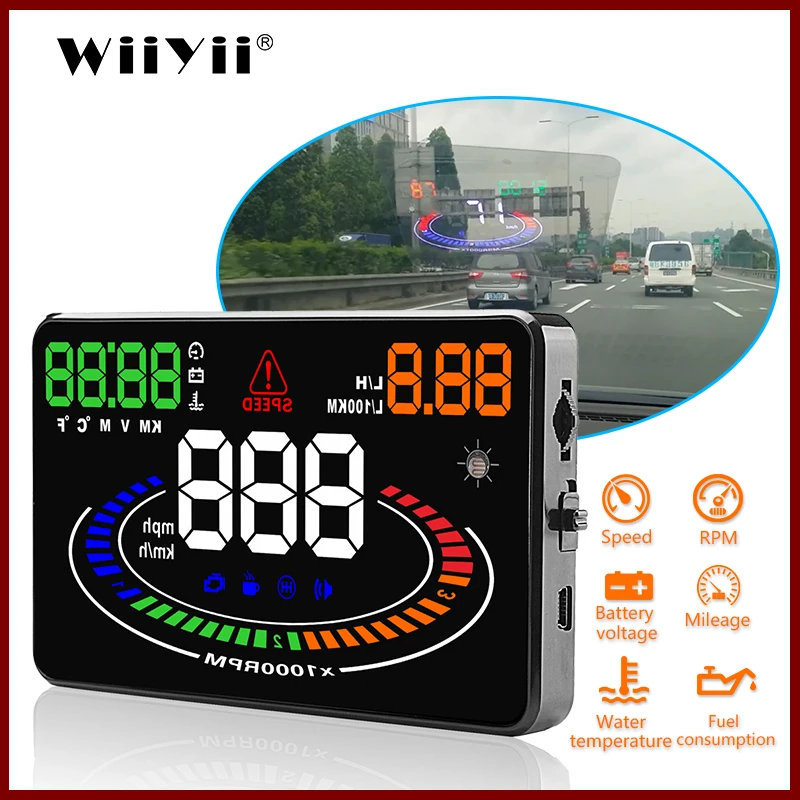Автомобильный дисплей на лобовое стекло GEYIREN универсальный OBDII интерфейс OBD2 E300