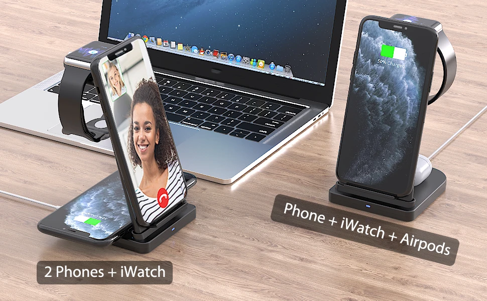 Carregador sem Fio para Iphone Estação de Carregamento Rápido para Apple 3 em 1 Fdgao x xs xr 8 Iver se 6 5 4 3 2 Airpods Pro 15w qi 12 11 3 Carregadores sem Fio
