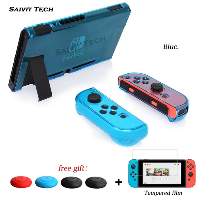 Blue NS nintendo s Zend Switch Crystal PC съемный прозрачный чехол и стеклянная пленка для экрана для nintendo Switch жесткий чехол - Цвет: Blue