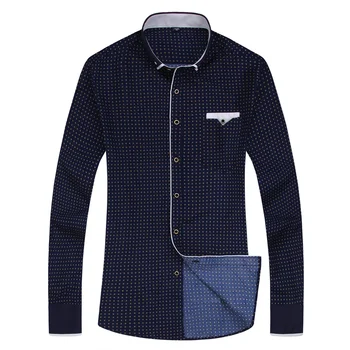 

Fashion Print Casual Men Long Sleeve Shirt Stitching Fashion Pocket Design Fabric Soft Comfortable Men Dress Slim Fit Style 8XL