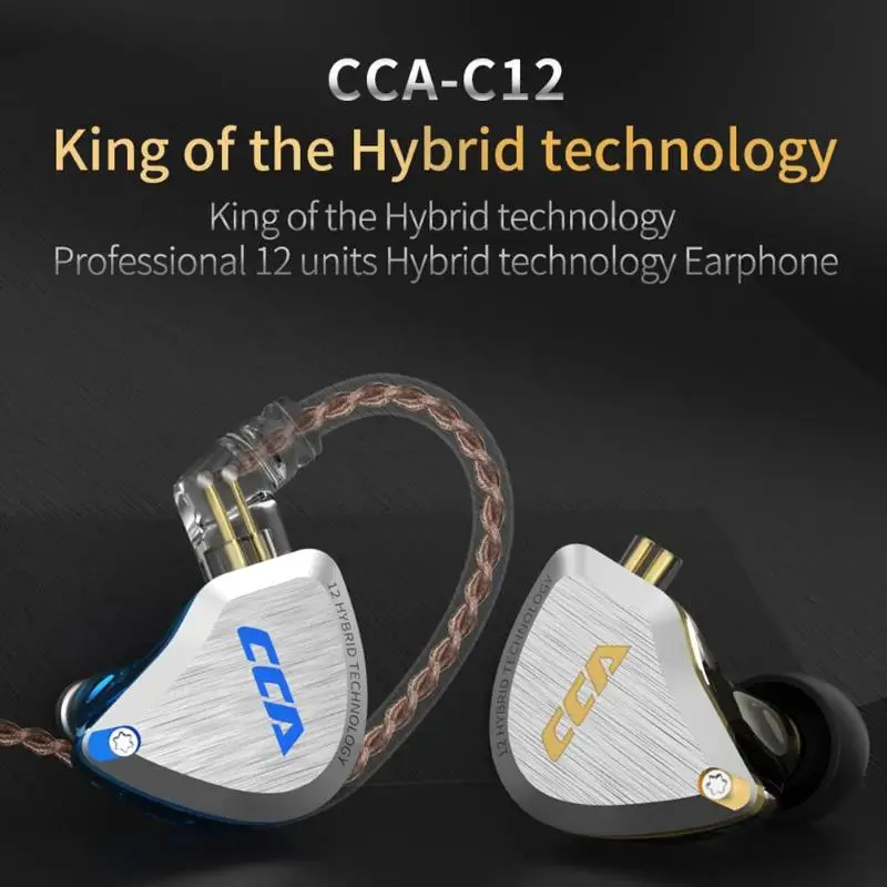 CCA C12 5BA+ 1DD 12 шт гибридные наушники-вкладыши шумоподавление HIFI монитор с басом гарнитура Универсальный вызов музыка наушники