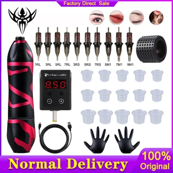 

Professional Tattoo Machine Kit Tattoo Power Rotary Pen With Cartridges Needles For Permanent Makeup Machine Gun Tattoo Supply