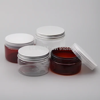 

100G 120G 150G 200G 250G Plastic Pot Clear Amber Plastic Jar Empty Cosmetic Cream Jar Packing Container, 25pcs/Lot