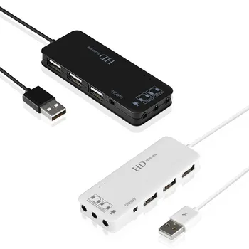 

Multifunction Portable USB 2.0 Charger Hub Stereo Headphone Microphone Jack 7.1CH Sound Card Adapter