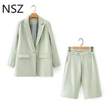 

NSZ women oversized single button set blazer long sleeve elegant office ladies jacket fashion coat outerwear suits