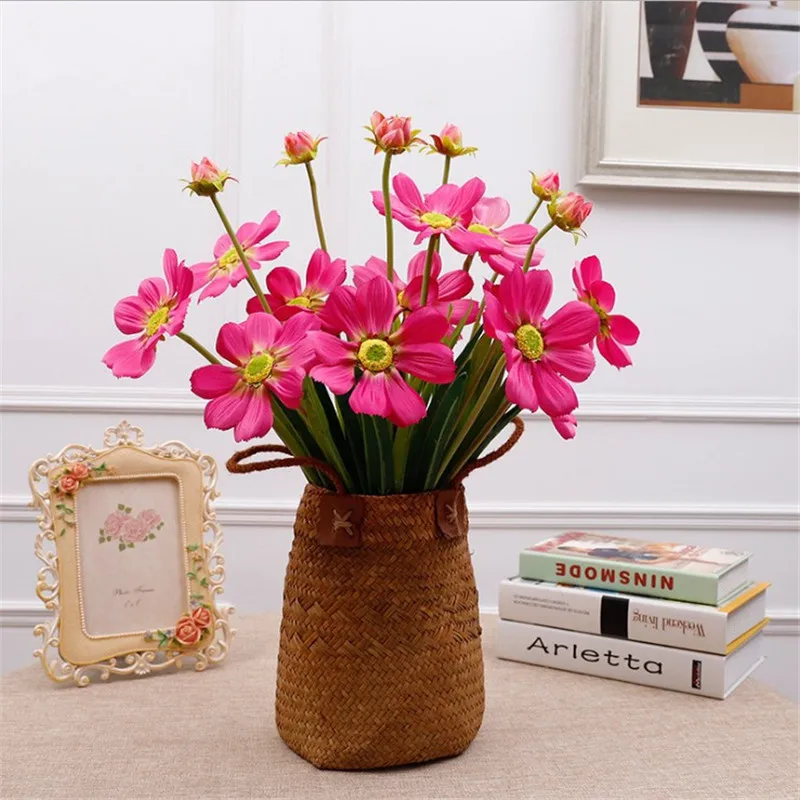 12Pcs Fake Cosmos 21.26" Length Simulation Coreopsis with Grddn Leaf for Wedding Home Decorative Artificial Flowers | Дом и сад