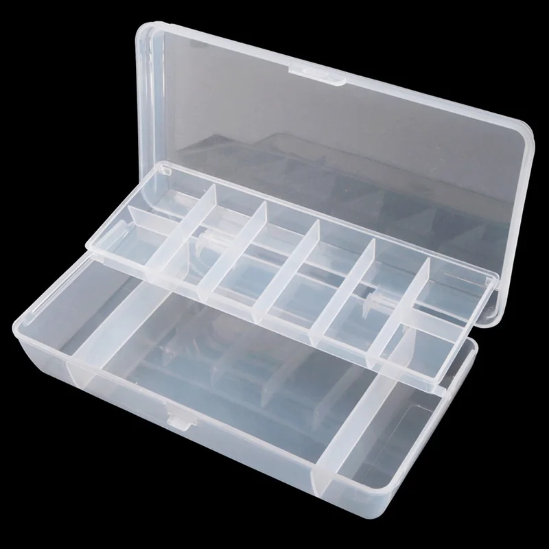 2 Layers Fishing Lure Compartments Storage Case Box Plastic Fish Lure Spoon Hook Bait Tackle Box Pesca Isca Fishhook Box jooyoo