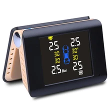 Tpms автомобильный контроль давления в шинах интеллектуальная система солнечной энергии беспроводной светодиодный дисплей с 4 внешними датчиками