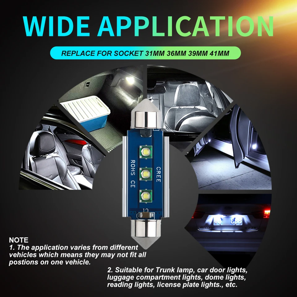 2pcs ���� Ĩ Canbus C5W C10W Led ���� 31mm 36mm 39mm 41mm �ڵ��� �� �� ���׸��� �� ���� ���� 6000K ������ ���